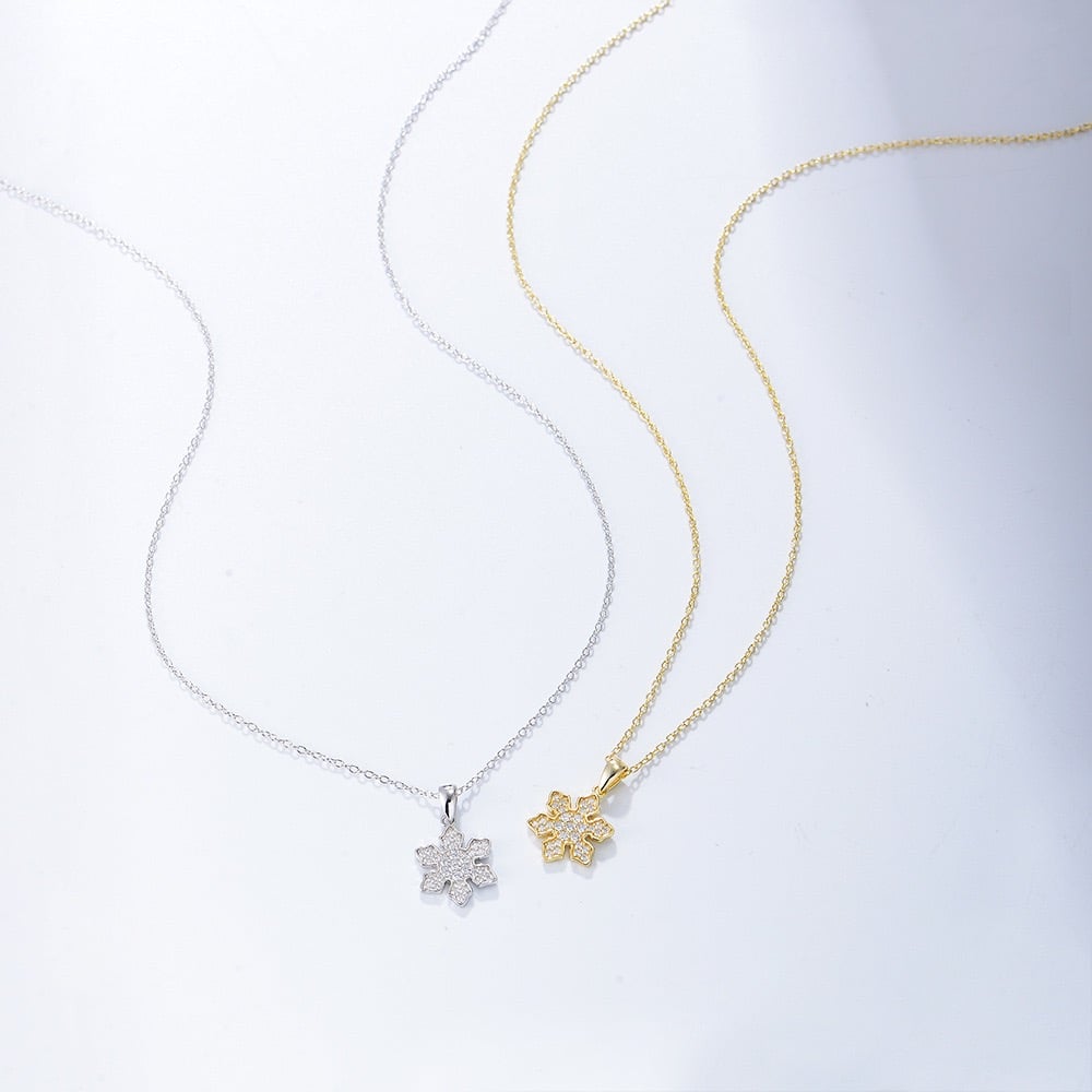 Cubic Zirconia Snowflake Pendant Necklace