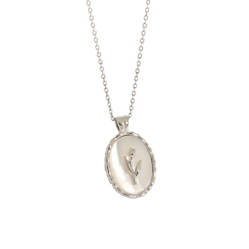 Mother of Pearl Tulip Pendant Necklace