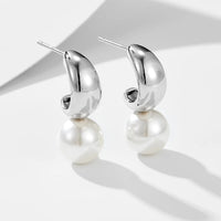 Gold Plated Large Shell Pearl Earrings