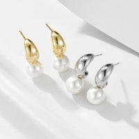 Gold Plated Large Shell Pearl Earrings