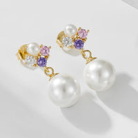 Colorful Shell Pearl Earrings in Sterling Silver