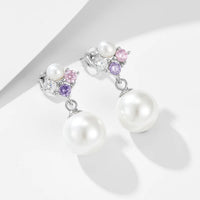 Colorful Shell Pearl Earrings in Sterling Silver
