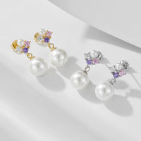 Colorful Shell Pearl Earrings in Sterling Silver
