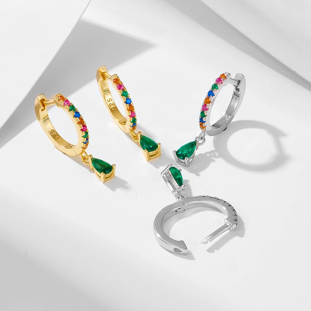 Sterling Silver Green Drop Earrings