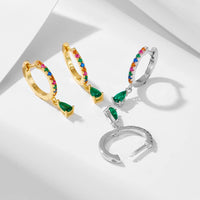 Sterling Silver Green Drop Earrings