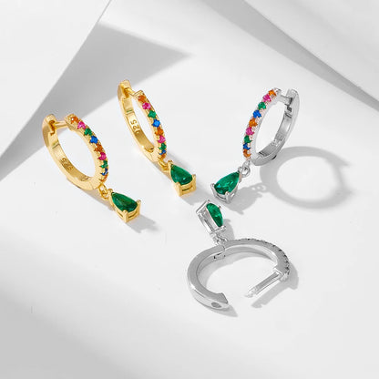 Sterling Silver Green Drop Earrings