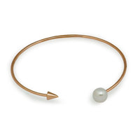 Golden Arrow Natural Pearl Sterling Silver Adjustable Bangle