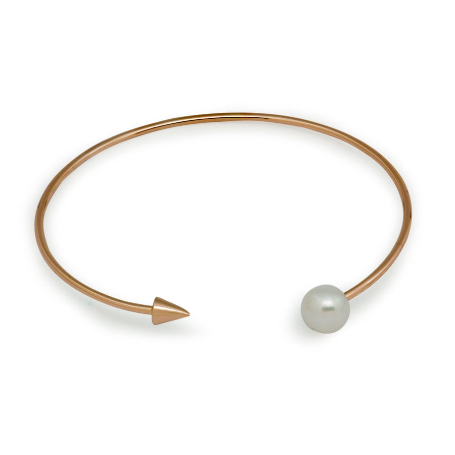 Golden Arrow Natural Pearl Sterling Silver Adjustable Bangle