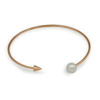Golden Arrow Natural Pearl Sterling Silver Adjustable Bangle