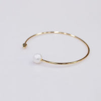 Golden Arrow Natural Pearl Sterling Silver Adjustable Bangle