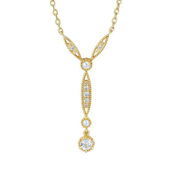 Wave Y-Shape Natural Pearl 925 Sterling Silver Necklace