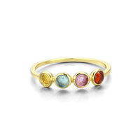 Colorful Round Natural Gemstone Sterling Silver Ring