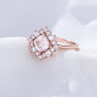 Rose Gold Plated Sterling Silver Natural Rose Quartz Ring
