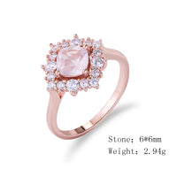Rose Gold Plated Sterling Silver Natural Rose Quartz Ring