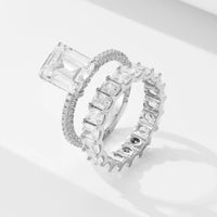 Emerald Cut Eternity Band Ring Set in Sterling Silver