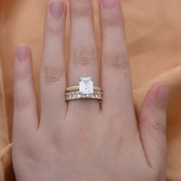 Emerald Cut Eternity Band Ring Set in Sterling Silver