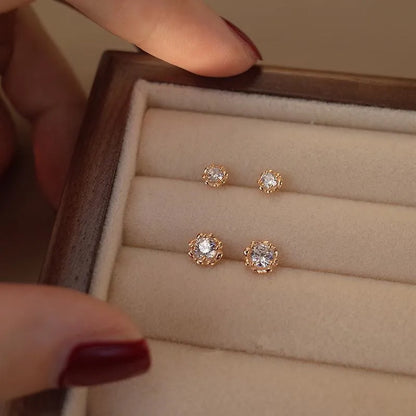 Rose Gold Plated Sterling Silver Flower Stud Earrings