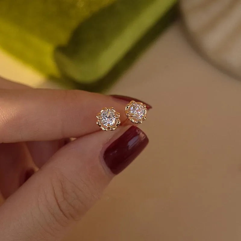 Rose Gold Plated Sterling Silver Flower Stud Earrings