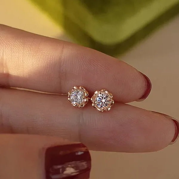 Rose Gold Plated Sterling Silver Flower Stud Earrings