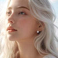 Sterling Silver Cubic Zirconia Four Leaf Clover Piercing Earrings