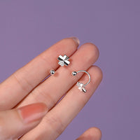 Sterling Silver Cubic Zirconia Four Leaf Clover Piercing Earrings