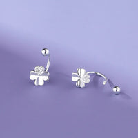 Sterling Silver Cubic Zirconia Four Leaf Clover Piercing Earrings