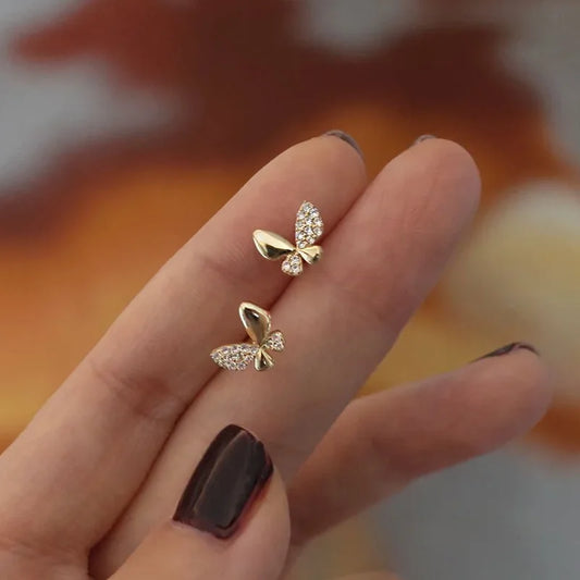 Gold Plated Butterfly Stud Earrings