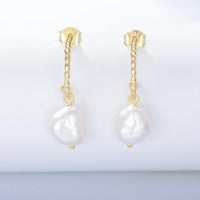 Gold Plated Irregular Pearl Earrings