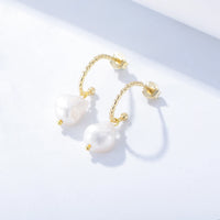 Gold Plated Irregular Pearl Earrings