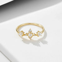 Gold Plated Shell Pearl Crown Ring