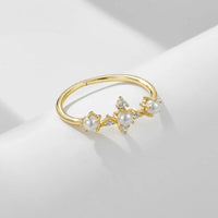 Gold Plated Shell Pearl Crown Ring
