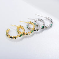 Gold Plated Silver Multicolor C Shape Hoop Earrings