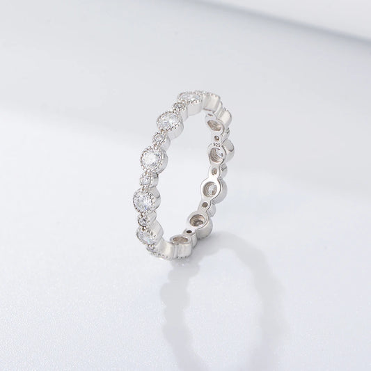 Sterling Silver Bezel Set Cubic Zirconia Eternity Ring