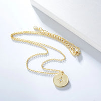 Gold Plated Sterling Silver Northern Star Disk Pendant Necklace