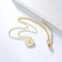 Gold Plated Sterling Silver Northern Star Disk Pendant Necklace