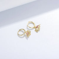 Gold Plated Dinosaur Dangle Hoop Earrings