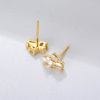 Gold Plated Sterling Silver Irregular Cubic Zirconia Stud Earrings