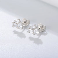 Gold Plated Sterling Silver Irregular Cubic Zirconia Stud Earrings