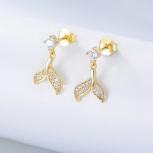 Sterling Silver Mermaid Earrings with Cubic Zirconia