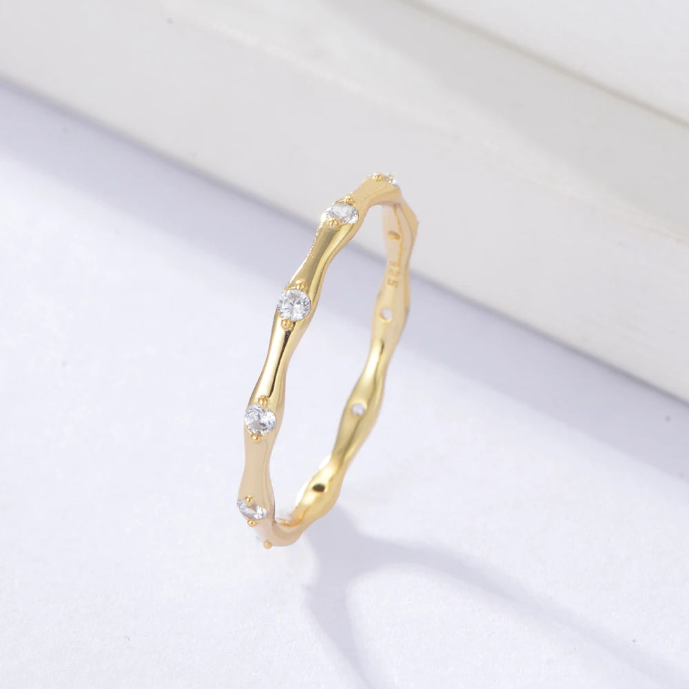 Gold Plated Sterling Silver Minimalist Bones Stacking Ring