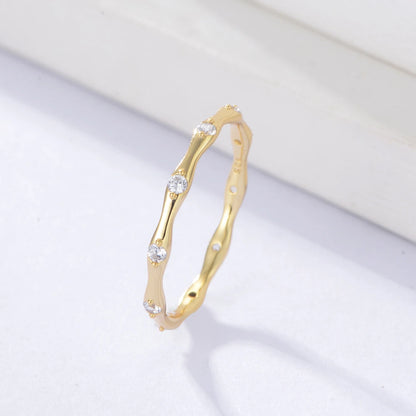 Gold Plated Sterling Silver Minimalist Bones Stacking Ring
