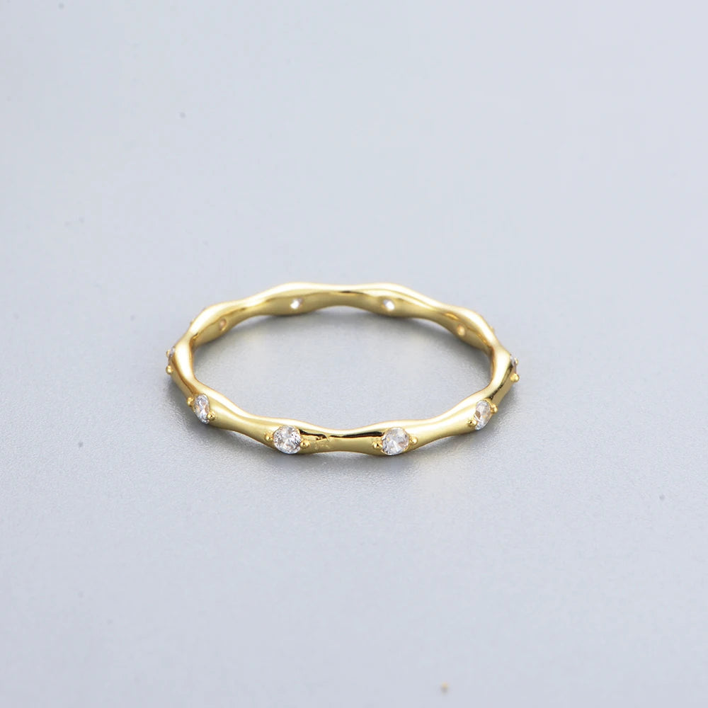 Gold Plated Sterling Silver Minimalist Bones Stacking Ring