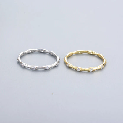 Gold Plated Sterling Silver Minimalist Bones Stacking Ring