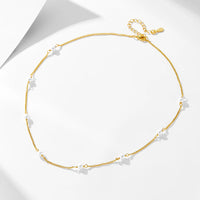 Sterling Silver Shell Pearl Choker Necklace