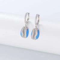 Gold Plated Sterling Silver Blue Enamel Sea Snail Earrings