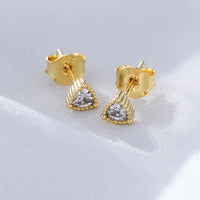 Sterling Silver Cubic Zirconia Triangle Stud Earrings