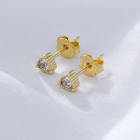 Sterling Silver Cubic Zirconia Triangle Stud Earrings