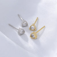 Sterling Silver Cubic Zirconia Triangle Stud Earrings