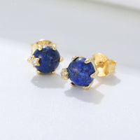Gold Plated Sterling Silver Star Natural Lazurite Stud Earrings