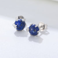 Gold Plated Sterling Silver Star Natural Lazurite Stud Earrings